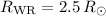 Mathematical equation: $R_{{\rm WR}}=2.5\, R_{\odot}$