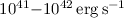 Mathematical equation: $10^{41}{-}10^{42}\,{\rm erg\,s}^{-1}$
