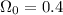 Mathematical equation: $\Omega_{0}=0.4$