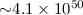 Mathematical equation: ${\sim} 4.1 \times 10^{50}$