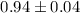 Mathematical equation: $0.94\pm0.04$