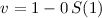 Mathematical equation: $v= 1-0\,S(1)$
