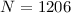 Mathematical equation: $N = 1206$