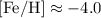 Mathematical equation: $\rm [Fe/H]\approx-4.0$