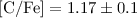Mathematical equation: $\rm [C/Fe] = 1.17\pm0.1$
