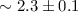 Mathematical equation: $\sim 2.3\pm 0.1$
