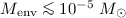 Mathematical equation: $M_{\rm env}\la 10^{-5}~ M_\odot$