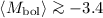 Mathematical equation: $\left<M_{\rm{bol}}\right>\ga -3.4$