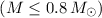 Mathematical equation: $\left(M\le0.8\,M_{\odot}\right)$