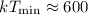 Mathematical equation: $kT_{\rm min} \approx 600$