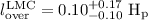 Mathematical equation: $l_{\mathrm{over}}^{\mathrm{\tiny LMC}}= 0.10^{+0.17}_{-0.10}~\mathrm{H}_{\mathrm{p}}$