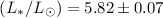 Mathematical equation: $(L_{\ast}/L_{\odot})=5.82 \pm 0.07$