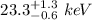 Mathematical equation: $23.3^{+1.3}_{-0.6}~ke\kern -0.09em V$