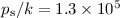 Mathematical equation: $p_{\rm s}/k=1.3\times 10^{5}$