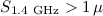 Mathematical equation: $S_{\rm 1.4~GHz}> 1\,\mu$