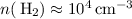 Mathematical equation: $n(\,{\rm H_{2}}) \approx 10^{4} \,{\rm cm^{-3}}$