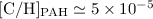 Mathematical equation: $[{\rm C/H}]_{\rm PAH}\simeq5 \times 10^{-5}$