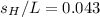 Mathematical equation: $s_{H}/L=0.043$