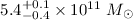 Mathematical equation: $5.4^{+0.1}_{-0.4}\times 10^{11}~M_{\odot}$