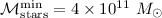 Mathematical equation: $\mathcal{M}_{{\rm stars}}^{{\rm min}}=4\times10^{11}~M_\odot$