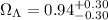 Mathematical equation: $\Omega_{\Lambda} =0.94^{+0.30}_{-0.30}$
