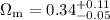 Mathematical equation: $\Omega_{\rm m} = 0.34^{+0.11}_{-0.05}$