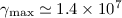 Mathematical equation: $\gamma_{\rm max} \simeq 1.4 \times 10 ^7$