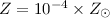 Mathematical equation: $Z = 10^{-4}\times Z_{\odot}$