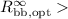 Mathematical equation: $R_{\rm bb,opt}^\infty > $