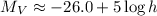 Mathematical equation: $M_{V} \approx -26.0 + 5\log h$