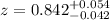 Mathematical equation: $z=0.842^{+0.054}_{-0.042}$