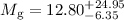 Mathematical equation: $M_{\rm g} = 12.80^{+24.95}_{-6.35}$
