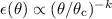 Mathematical equation: $\epsilon (\theta)\propto (\theta/\theta_{\rm c})^{-k}$