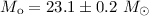 Mathematical equation: $M_{\rm o} = 23.1 \pm 0.2~M_{\odot}$