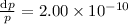 Mathematical equation: $\frac{{\rm d}p}{p}=2.00\times10^{-10}$