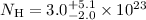 Mathematical equation: $N_{\rm H} = 3.0^{+5.1}_{-2.0} \times 10^{23}$