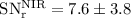 Mathematical equation: $\rm SN^{{\rm NIR}}_{\rm r}=7.6\pm 3.8$