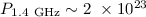 Mathematical equation: $P_{1.4~{\rm GHz}} \sim 2~\times10^{23}$