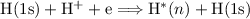 Mathematical equation: ${\rm H}(1{\rm s})+{\rm H}^{+}+{\rm e}\Longrightarrow {\rm H}^{*}(n)+{\rm H}(1{\rm s})$