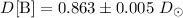 Mathematical equation: $D[{\rm B}] = 0.863 \pm 0.005\ D_{\odot}$