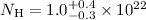 Mathematical equation: $N_{\rm H}=1.0^{+0.4}_{-0.3} \times 10^{22}$