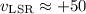 Mathematical equation: $v_{\rm LSR} \approx +50$