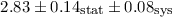 Mathematical equation: $2.83 \pm 0.14_{\mbox{\tiny stat}} \pm 0.08_{\mbox{\tiny sys}}$
