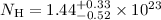 Mathematical equation: $N_{\rm H} = 1.44^{+0.33}_{-0.52} \times 10^{23}$
