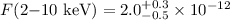 Mathematical equation: $F(2{-}10~{\rm keV}) = 2.0^{+0.3}_{-0.5}\times 10^{-12}$