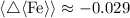 Mathematical equation: $\langle\triangle \langle {\rm Fe}\rangle\rangle\approx -0.029$