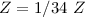 Mathematical equation: $Z=1/34~Z$