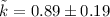 Mathematical equation: $\tilde{k} = 0.89\pm0.19$