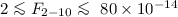 Mathematical equation: $2 \la{F_{2-10}}\la\ 80 \times 10^{-14}$