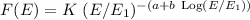 Mathematical equation: $F(E)=K~(E/E_1)^{-(a+b~{\rm Log}(E/E_1))}$